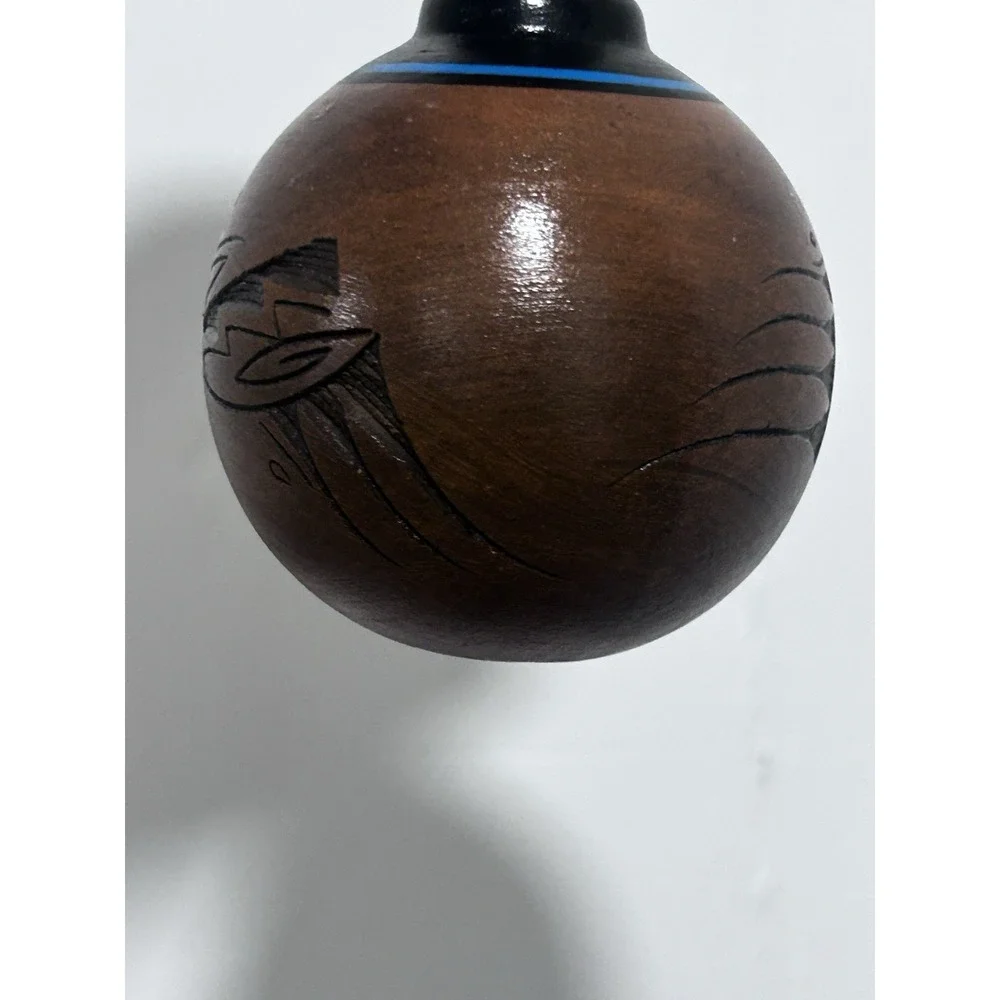 Vintage Navajo Pottery Christmas Ornament Turquoise stone Dwayne Blackhorse